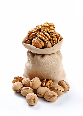 JPG 편집이미지 사람없음 갈색 견과류 디지털합성 오브젝트 담기 호두 자루 편집소스 편집실사 AI포토 AI콘텐츠 컬러 모션 CG 파일형식