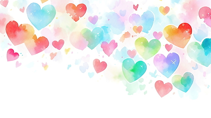 JPG 일러스트 수채화 사랑 사람없음 컬러풀 하트 파스텔톤 국내일러스트 AI일러스트 AI콘텐츠 모양 감정 컬러 파일형식