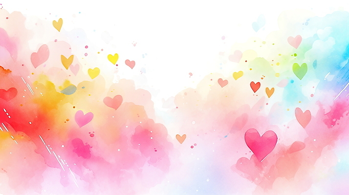 JPG 일러스트 수채화 사랑 사람없음 컬러풀 하트 파스텔톤 국내일러스트 AI일러스트 AI콘텐츠 모양 감정 컬러 파일형식