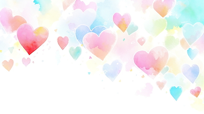 JPG 일러스트 수채화 사랑 사람없음 컬러풀 하트 파스텔톤 국내일러스트 AI일러스트 AI콘텐츠 모양 감정 컬러 파일형식