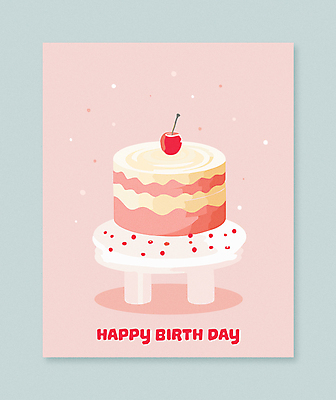 분홍색 일러스트 이벤트 사람없음 케이크 체리 초대장 초대 생일축하 아기자기 케이크스탠드 국내일러스트 AI파일 카드프레임 컬러 컨셉 과일 디저트 카드_감사 프레임 축하 생일 받침대 파일형식 벡터