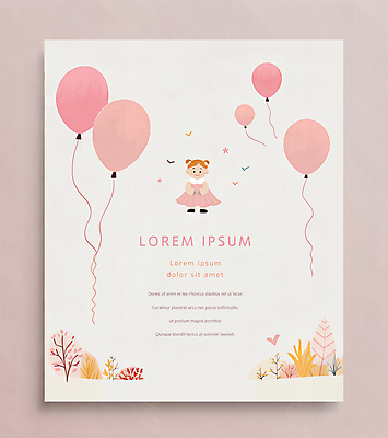 JPG 전신 나무 여자 분홍색 일러스트 한명 서기 회색 아기 초대장 초대 생일축하 풍선 돌잔치 첫돌 여자아기한명만 아기자기 국내일러스트 AI일러스트 AI콘텐츠 카드프레임 식물 1 컬러 컨셉 모션 카드_감사 프레임 사람 돌_생일 축하 생일 여자한명만 여자아기만 파일형식