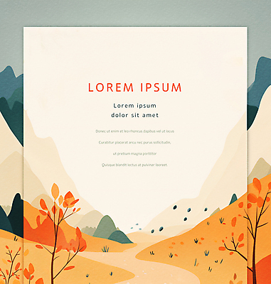 JPG 나무 단풍 일러스트 산 프레임 풍경 사람없음 가을풍경 주황색 가을 감사 초대장 초대 카피스페이스 국내일러스트 AI일러스트 AI콘텐츠 카드프레임 식물 계절 감정 컬러 잎 카드_감사 공백 파일형식 가을_계절