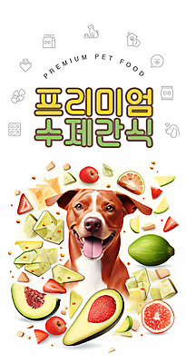 PSD 편집이미지 행복 반려견 딸기 타이포그라피 사람없음 반려동물 흰색 강아지 테리어 자몽 아보카도 애견간식 프리미엄 핸드메이드 펫푸드 이미지편집 동물 문자 감정 컬러 과일 개 애견용품 파일형식