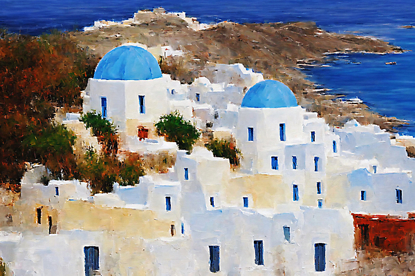 JPG 일러스트 자연 풍경 사람없음 건물 감성 산토리니 유화 국내일러스트 AI일러스트 AI콘텐츠 건축물 컨셉 미술 그리스 생태계 파일형식