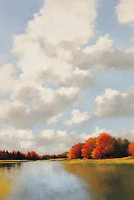 JPG 나무 구름 호수 단풍 일러스트 자연 하늘 풍경 사람없음 가을 감성 유화 국내일러스트 AI일러스트 AI콘텐츠 자연요소 식물 계절 컨셉 잎 미술 생태계 파일형식