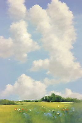 JPG 나무 구름 꽃 일러스트 자연 하늘 풍경 잔디 초원 사람없음 감성 유화 국내일러스트 AI일러스트 AI콘텐츠 자연요소 식물 컨셉 미술 생태계 파일형식