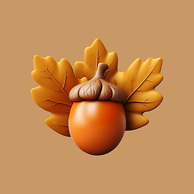 PSD 아이콘 잎 사람없음 3D아이콘 갈색 3D 가을 디지털합성 도토리 식물 계절 컬러 견과류 파일형식