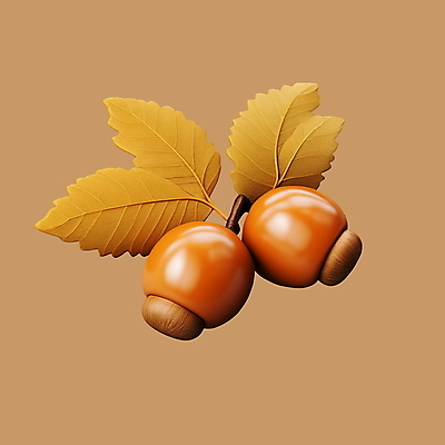 PSD 아이콘 잎 사람없음 3D아이콘 갈색 3D 가을 디지털합성 도토리 식물 계절 컬러 견과류 파일형식
