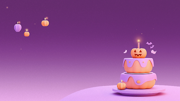 JPG 편집이미지 초 촛불 호박 사람없음 케이크 보라색 할로윈 박쥐 잭오랜턴 카피스페이스 편집실사 AI컴퓨터그래픽 AI콘텐츠 컬러 채소 포유류 디저트 공백 CG 파일형식