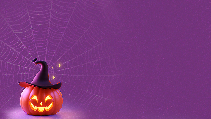 JPG 편집이미지 호박 사람없음 보라색 할로윈 거미줄 마녀모자 카피스페이스 편집실사 AI컴퓨터그래픽 AI콘텐츠 모자_잡화 컬러 채소 공백 CG 파일형식