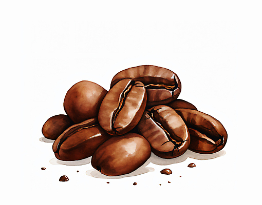 JPG 커피 일러스트 수채화 사람없음 갈색 카페 원두 오브젝트 국내일러스트 AI일러스트 AI콘텐츠 음료 컬러 상점 파일형식