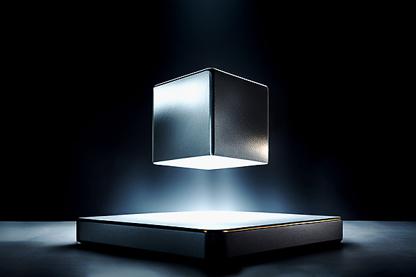 JPG 편집이미지 사람없음 빛 검은색 은색 떠있는 큐브 디지털합성 자석 초전도체 편집실사 AI컴퓨터그래픽 AI콘텐츠 컬러 모션 CG 파일형식