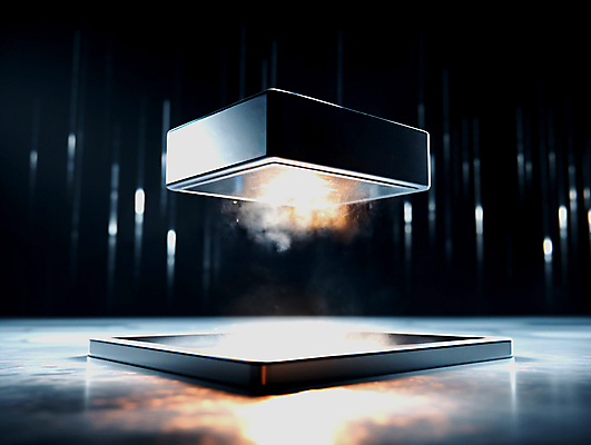 JPG 편집이미지 사람없음 빛 검은색 은색 떠있는 큐브 디지털합성 자석 초전도체 편집실사 AI컴퓨터그래픽 AI콘텐츠 컬러 모션 CG 파일형식