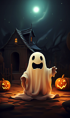 JPG 일러스트 호박 사람없음 빛 검은색 어둠 할로윈 유령 숲 유령의집 잭오랜턴 국내일러스트 AI일러스트 AI콘텐츠 컬러 채소 파일형식