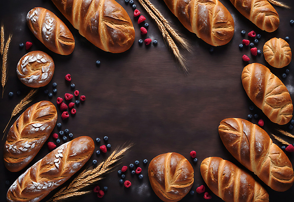 JPG 편집이미지 빵 프레임 사람없음 밀 디지털합성 블루베리 산딸기 카피스페이스 편집실사 AI포토 AI콘텐츠 음식 과일 곡류 공백 CG 파일형식