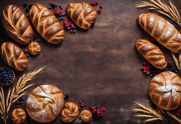 JPG 편집이미지 빵 프레임 사람없음 밀 디지털합성 블루베리 산딸기 카피스페이스 편집실사 AI포토 AI콘텐츠 음식 과일 곡류 공백 CG 파일형식