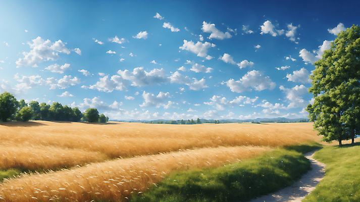 JPG 편집이미지 계절 밭 곡류 풍경 초원 사람없음 여름 가을 디지털합성 편집실사 AI포토 AI콘텐츠 농업 CG 파일형식