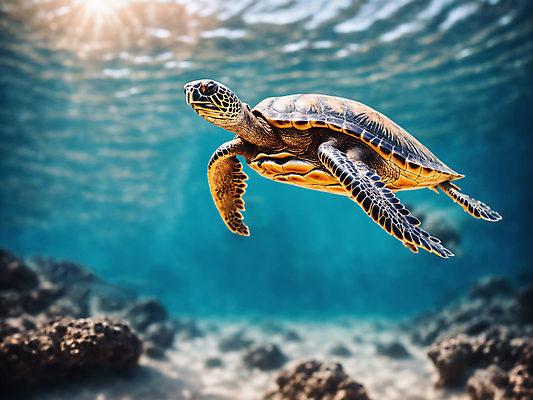 JPG 편집이미지 바다 사람없음 수중 수영 거북이 디지털합성 바다거북 편집실사 AI포토 AI콘텐츠 파충류 수상스포츠 CG 파일형식