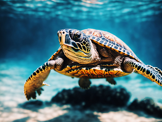 JPG 편집이미지 바다 사람없음 수중 수영 거북이 디지털합성 바다거북 편집실사 AI포토 AI콘텐츠 파충류 수상스포츠 CG 파일형식