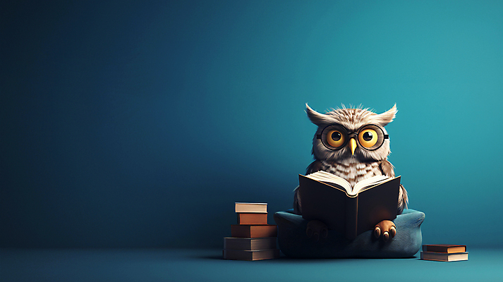 JPG 편집이미지 캐릭터 교육 앉기 사람없음 책 3D 교사 디지털합성 청록색 부엉이 안경낌 이미지편집 편집3D AI컴퓨터그래픽 AI콘텐츠 직업 안경 컬러 모션 조류 파일형식