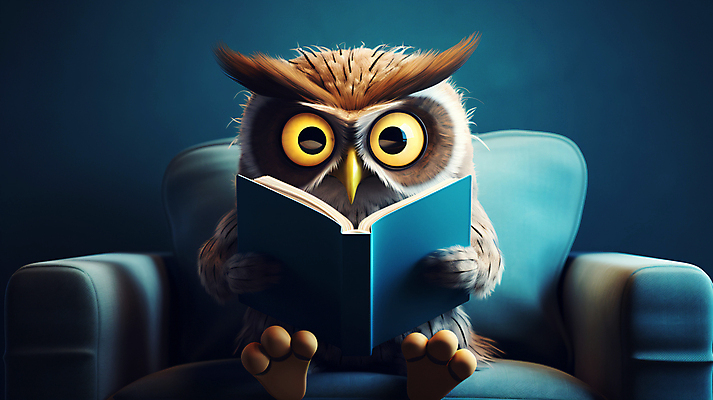 JPG 편집이미지 캐릭터 교육 들기 앉기 사람없음 책 소파 3D 교사 디지털합성 부엉이 이미지편집 편집3D AI컴퓨터그래픽 AI콘텐츠 직업 의자 모션 조류 파일형식