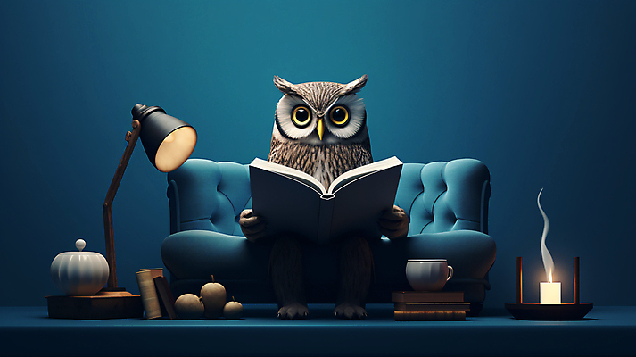 JPG 편집이미지 캐릭터 교육 초 들기 앉기 사람없음 책 컵 소파 3D 교사 스탠드 디지털합성 부엉이 이미지편집 편집3D AI컴퓨터그래픽 AI콘텐츠 직업 식기 의자 모션 조류 조명 파일형식