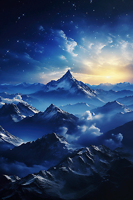 JPG 구름 편집이미지 별 야경 하늘 산 사람없음 파란색 빛 편집실사 AI컴퓨터그래픽 AI콘텐츠 자연요소 컬러 야간 CG 파일형식 풍경_경치