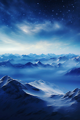 JPG 구름 편집이미지 별 야경 하늘 산 사람없음 파란색 편집실사 AI컴퓨터그래픽 AI콘텐츠 자연요소 컬러 야간 CG 파일형식 풍경_경치