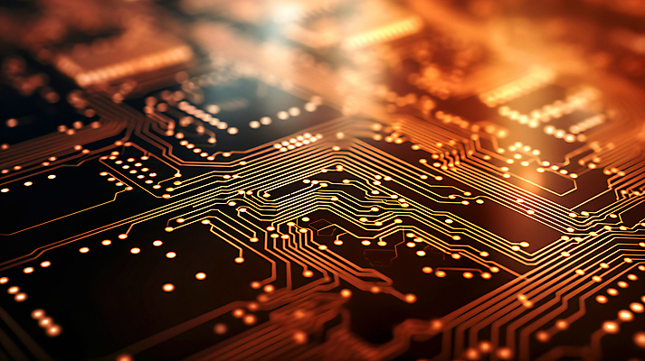 JPG 편집이미지 사람없음 빛 주황색 회로판 반도체 메인보드 전자부품 이미지편집 편집실사 AI컴퓨터그래픽 AI콘텐츠 컬러 부속품 CG 파일형식