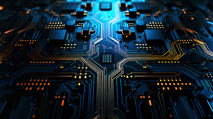 JPG 편집이미지 사람없음 파란색 빛 회로판 반도체 메인보드 전자부품 이미지편집 편집실사 AI컴퓨터그래픽 AI콘텐츠 컬러 부속품 CG 파일형식