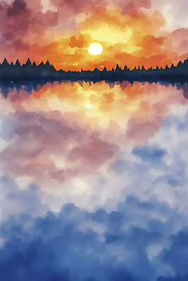 JPG 계절 일러스트 자연 수채화 풍경 사람없음 태양 그림 국내일러스트 AI일러스트 AI콘텐츠 자연요소 생태계 파일형식