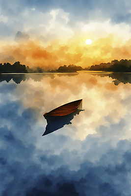 JPG 계절 일러스트 자연 수채화 풍경 사람없음 태양 물가 그림 선박 국내일러스트 AI일러스트 AI콘텐츠 자연요소 수상교통 생태계 파일형식