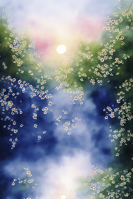 JPG 계절 꽃 일러스트 자연 수채화 풍경 사람없음 그림 국내일러스트 AI일러스트 AI콘텐츠 식물 생태계 파일형식