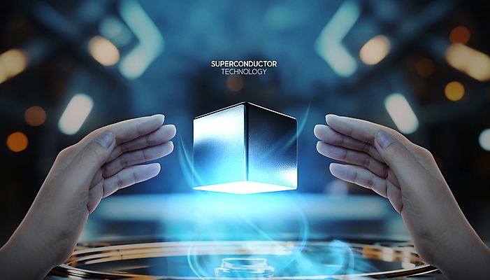 PSD 편집이미지 손 기술 신체부위 파란색 과학기술 떠있는 큐브 자석 공중부양 초전도체 이미지편집 컬러 모션 사람 파일형식