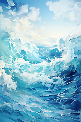 JPG 편집이미지 물결 파도 바다 풍경 사람없음 파란색 물거품 편집실사 AI컴퓨터그래픽 AI콘텐츠 컬러 거품 CG 파일형식