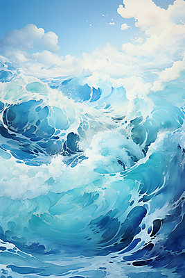 JPG 편집이미지 물결 파도 바다 풍경 사람없음 파란색 물거품 편집실사 AI컴퓨터그래픽 AI콘텐츠 컬러 거품 CG 파일형식