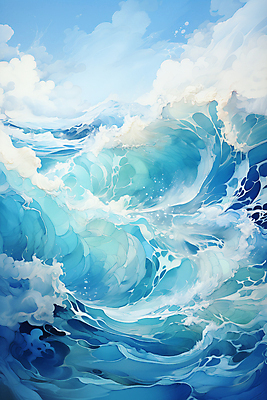 JPG 편집이미지 물결 파도 바다 풍경 사람없음 파란색 물거품 편집실사 AI컴퓨터그래픽 AI콘텐츠 컬러 거품 CG 파일형식