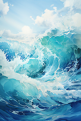 JPG 편집이미지 물결 파도 바다 풍경 사람없음 파란색 물거품 편집실사 AI컴퓨터그래픽 AI콘텐츠 컬러 거품 CG 파일형식