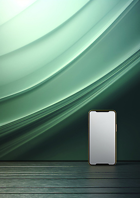 JPG 편집이미지 곡선 프레임 사람없음 초록색 스마트폰 스크린 웨이브 합성 목업 카피스페이스 편집소스 편집실사 AI컴퓨터그래픽 AI콘텐츠 선 컬러 핸드폰 스마트기기 공백 CG 파일형식