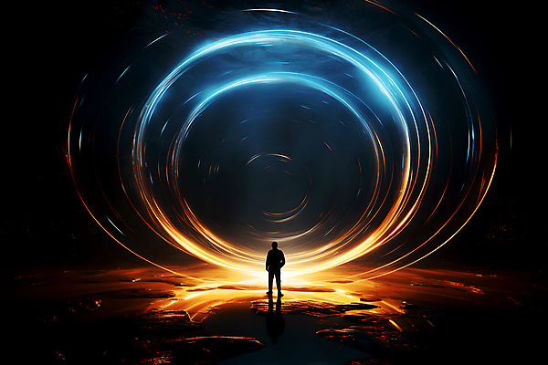 JPG 전신 편집이미지 실루엣 곡선 한명 성인 빛 반짝임 광선 원형 화려 터널 디지털합성 장노출 성인한명만 편집실사 AI컴퓨터그래픽 AI콘텐츠 도형 1 길 선 컨셉 모션 촬영기법 사람 CG 성인만 파일형식