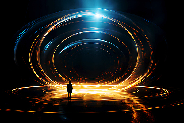 JPG 전신 편집이미지 실루엣 곡선 한명 성인 빛 반짝임 광선 원형 화려 터널 디지털합성 장노출 성인한명만 편집실사 AI컴퓨터그래픽 AI콘텐츠 도형 1 길 선 컨셉 모션 촬영기법 사람 CG 성인만 파일형식