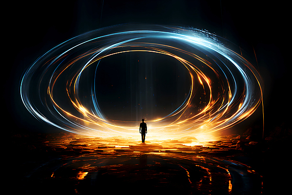 JPG 전신 편집이미지 실루엣 곡선 한명 성인 빛 광선 원형 화려 터널 디지털합성 장노출 성인한명만 편집실사 AI컴퓨터그래픽 AI콘텐츠 도형 1 길 선 컨셉 촬영기법 사람 CG 성인만 파일형식