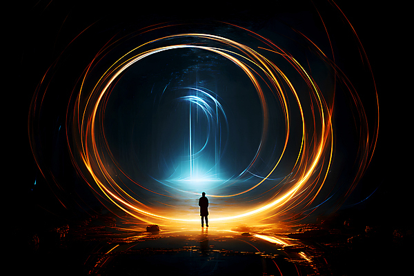 JPG 전신 편집이미지 실루엣 곡선 한명 성인 빛 공간 광선 원형 화려 터널 디지털합성 장노출 성인한명만 편집실사 AI컴퓨터그래픽 AI콘텐츠 도형 1 길 선 컨셉 촬영기법 사람 CG 성인만 파일형식