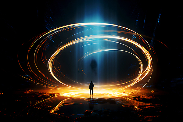 JPG 전신 편집이미지 실루엣 곡선 한명 성인 빛 공간 광선 원형 화려 터널 디지털합성 장노출 성인한명만 편집실사 AI컴퓨터그래픽 AI콘텐츠 도형 1 길 선 컨셉 촬영기법 사람 CG 성인만 파일형식