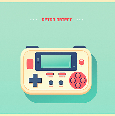 일러스트 사람없음 게임 게임기 오브젝트 복고 민트색 뉴트로 연노랑색 국내일러스트 AI파일 컬러 놀이 노란색 파일형식 벡터