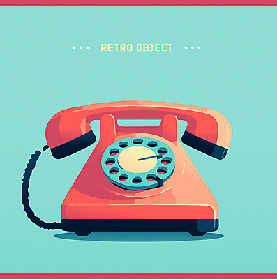 일러스트 사람없음 빨간색 전화기 오브젝트 복고 통화 민트색 뉴트로 국내일러스트 AI파일 컬러 모션 파일형식 벡터