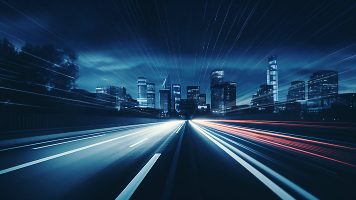 JPG 편집이미지 도로 빌딩 사람없음 건물 어둠 도시 남색 디지털합성 속도 장노출 편집실사 AI컴퓨터그래픽 AI콘텐츠 건축물 길 컬러 교통시설 촬영기법 CG 파일형식