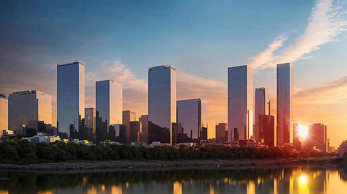 JPG 구름 편집이미지 비즈니스 하늘 빌딩 사람없음 건물 강 태양 반사 일출 도시 빌딩숲 와이드앵글 전경 편집실사 AI포토 AI콘텐츠 자연요소 건축물 풍경 노을 CG 파일형식 탑뷰