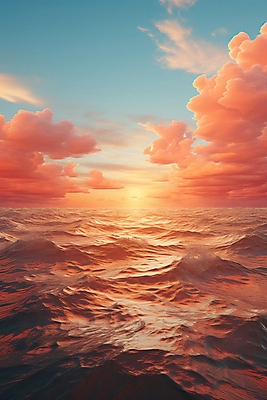 JPG 구름 편집이미지 물결 파도 바다 자연 하늘 풍경 사람없음 일몰 편집실사 AI컴퓨터그래픽 AI콘텐츠 자연요소 노을 CG 생태계 파일형식